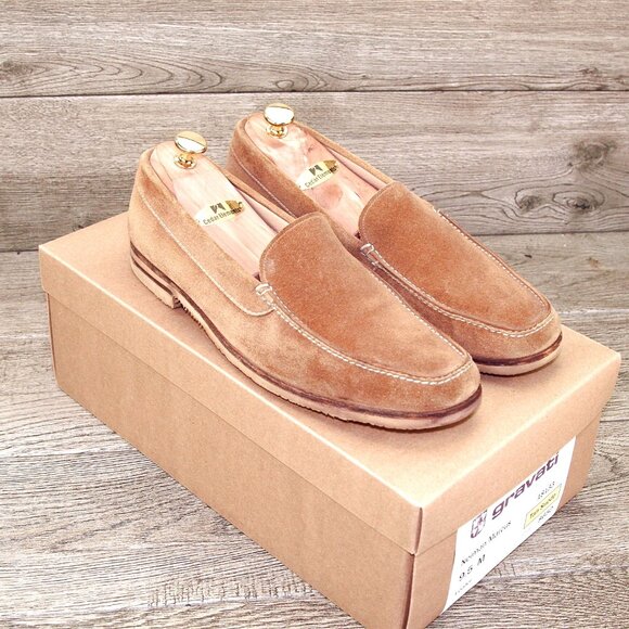 $695 Neiman Marcus GRAVATI Loafer 9.5 M Tan Suede 18133 * add $15 new Trees main image 15